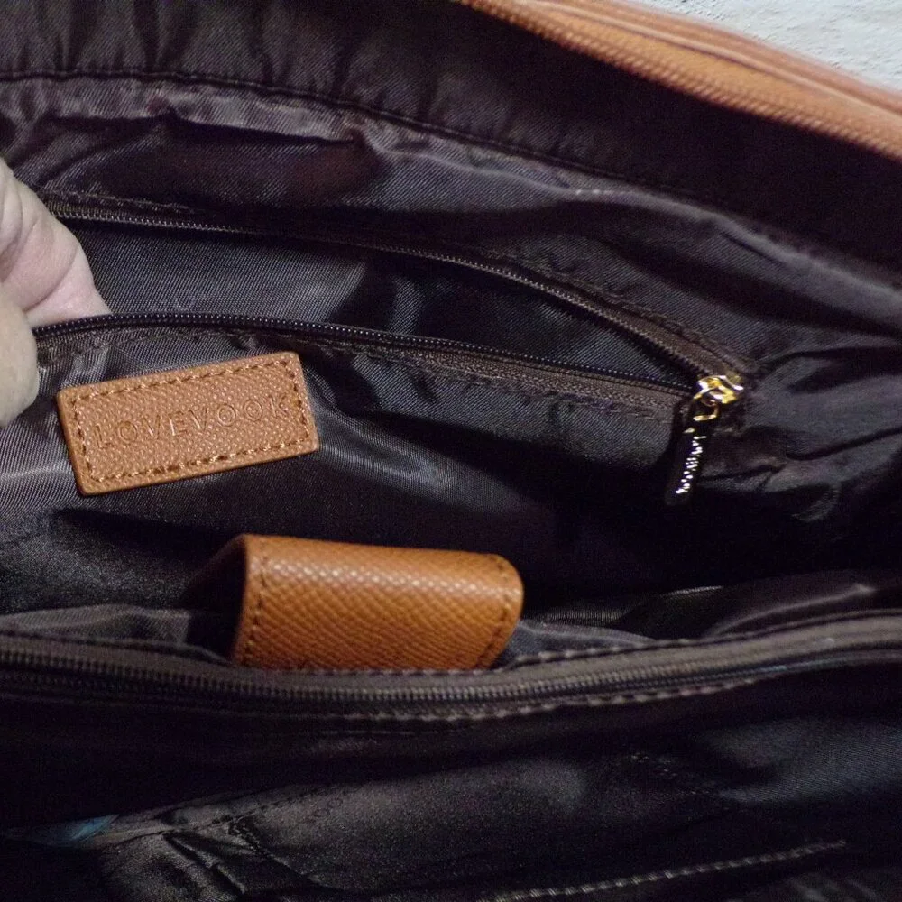 Lovevook Laptop Briefcase Shoulder Bag WB147628LK‎ Brown Gold Key Holder New